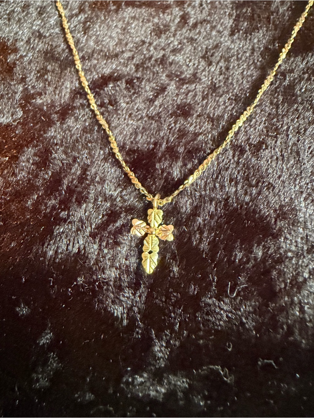 Black Hills Gold Leaf Cross Pendant Necklace - Women Jewelry